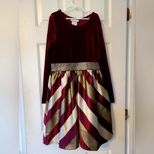 Girls Burgundy and Gold Dress
